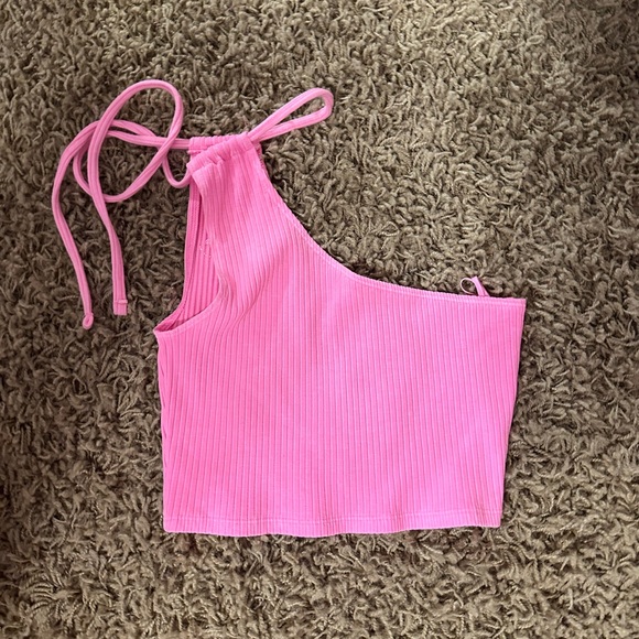 Pink one shouldered cropped top from Aerie - Picture 1 of 2